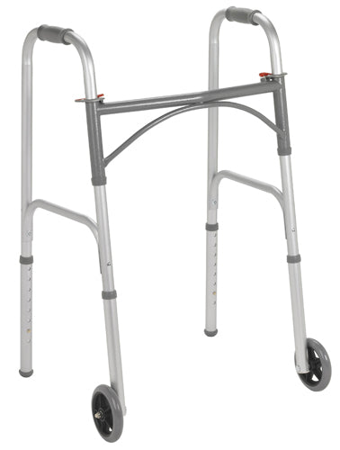 Folding Walker Steel Two Button w/5 Wheels Case/4