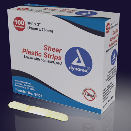 Adhesive Bandages Sheer Strips Sterile 1 x3 100/bx
