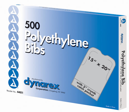 Disposable Polyethylene Bibs W/Crumb Pocket 16 x24 Bx/500