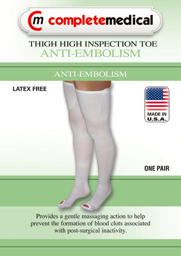 Anti-Embolism Stockings Lg/Lng 15-20mmHg Thigh Hi Insp. Toe